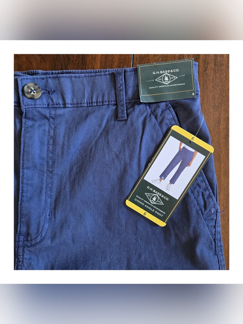 G.H. Bass & Co. Women's Chino Ankle Blue Pants Size 6 - Picture 7 of 11